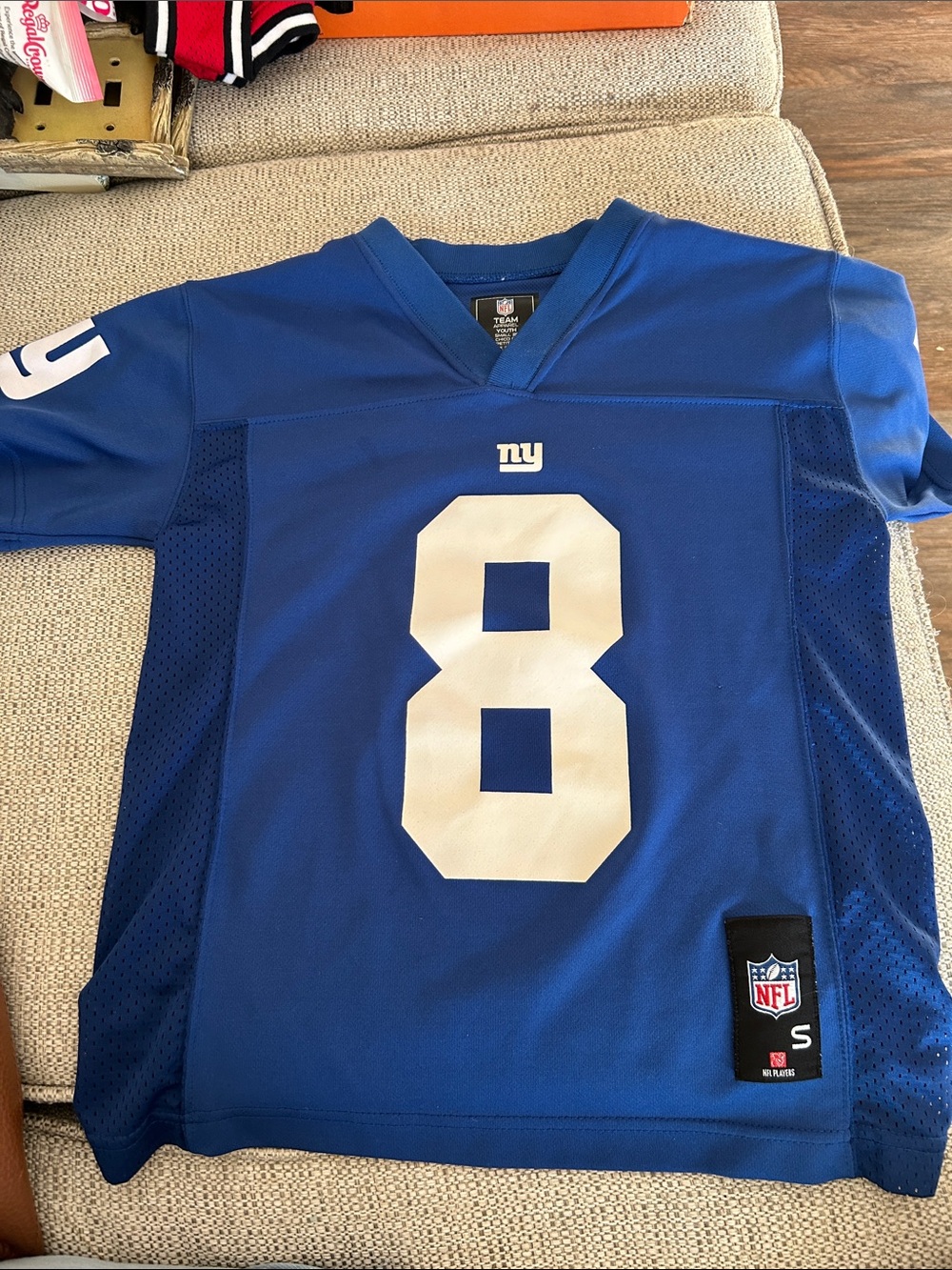 NFL Blue Jersey with White and Black NFL Patch 8 Jones